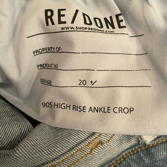 Re/Done 90s High-Rise Ankle Crop Jeans in Light Stone. Size 28 - Picture 8 of 9